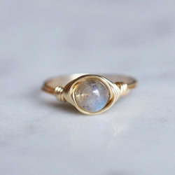 labradorite gemstone solitaire ring made with 14k gold-filled