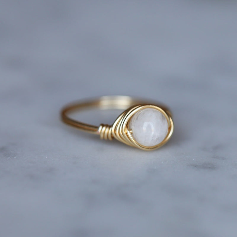 moonstone gemstone ring feature from left angle