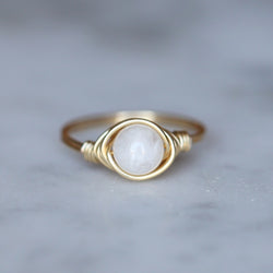 moonstone gemstone solitaire ring made with 14k gold-filled