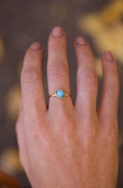 opal ring featured on finder made with blue opal stone and 14k gold filled