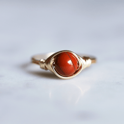 red jasper gemstone solitaire ring with 14k gold-filled band