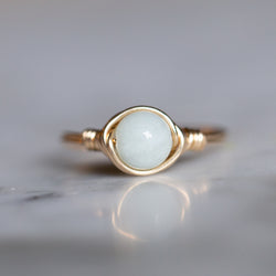 Amazonite Gemstone Ring with band and setting made of 14k Gold-Filled