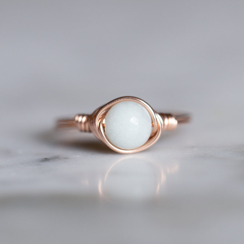 Amazonite Gemstone Ring with band and setting made of 14k Rose Gold-Filled