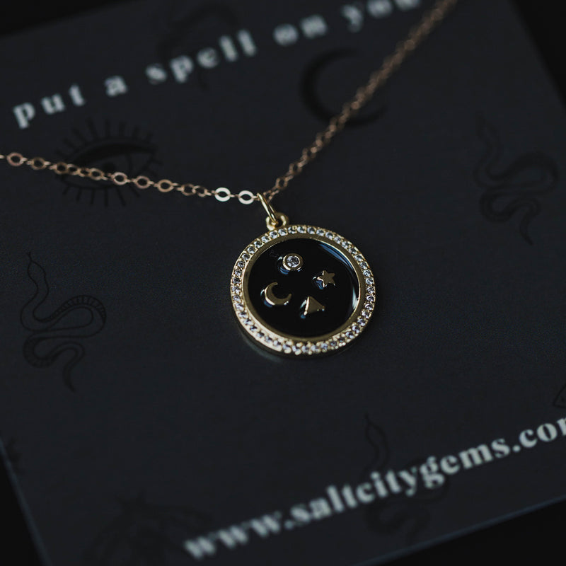 The Celestial Compass Necklace - Black