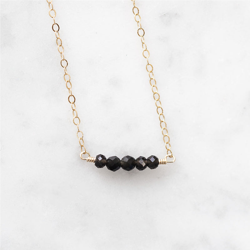 Amara Gemstone Necklace - Obsidian