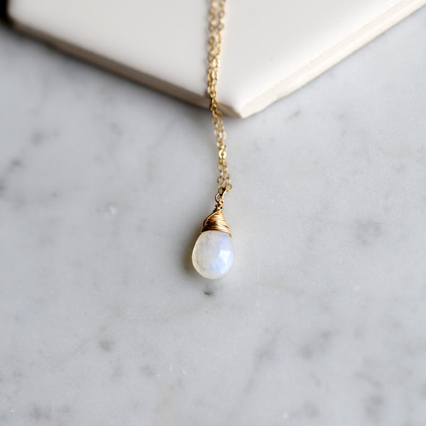Moonstone Teardrop Necklace – Salt City Gems