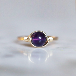 amethyst gemstone ring with a band and setting made of 14k Gold-Filled