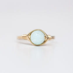 aqua amazontie gemstone ring setting and band 14k gold filled