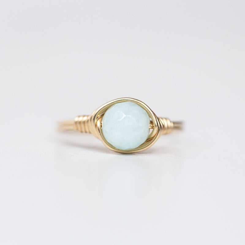 aqua amazontie gemstone ring setting and band 14k gold filled