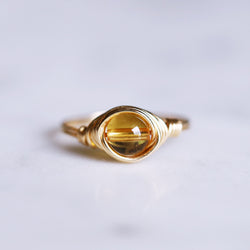 citine gemstone ring setting and band made with 14k gold filled wire