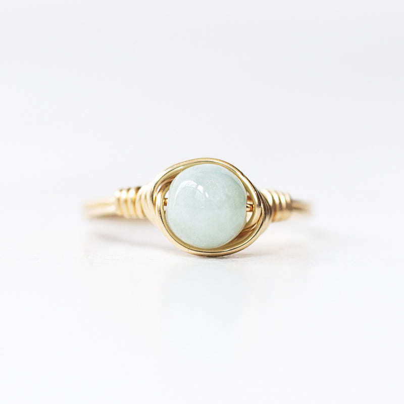 jade gemstone ring band and setting made of 14k gold filled