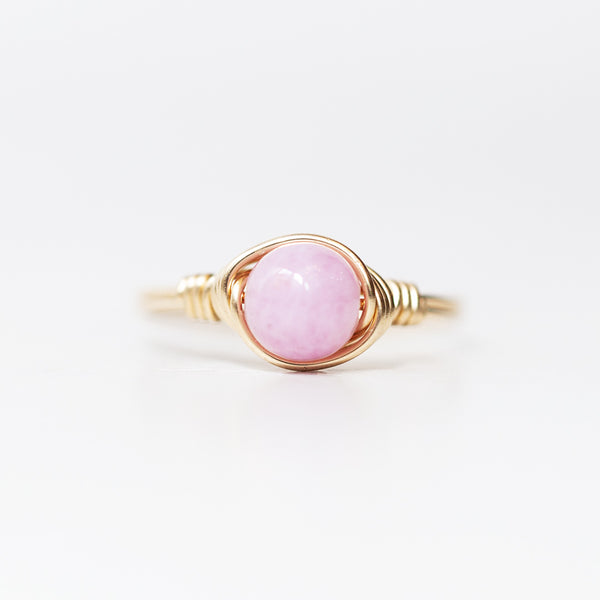 kunzite gemstone ring setting and band made of 14k gold filled wire dainty jewelry