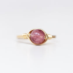 lepidolite gemstone ring setting and band made with 14k gold filled wire