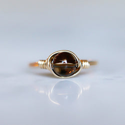 smokey quartz gemstone ring setting and band made of 14k gold filled