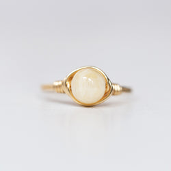 yellow calcite gemstone ring band and setting made of 14k gold filled